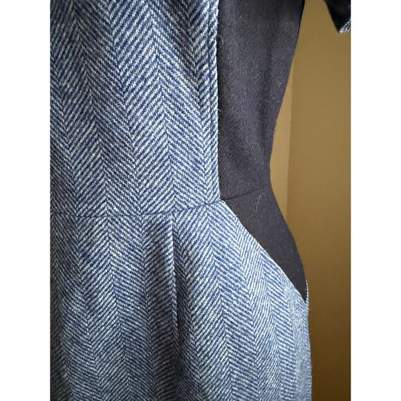 Boden British Tweed by Moon Blue Herringbone Sheath Dress US 6R - Picture 2 of 8